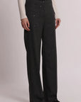 mimi mua - PANTALONE DRITTO IN GESSATO CON PAILLETTES - esap-2157