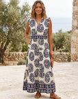 influencer italia - vestito panna fantasia blu - 05T0071