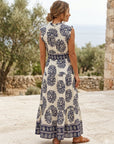 influencer italia - vestito panna fantasia blu - 05T0071