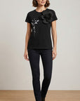 les filles  -  shirt manica corta con spilla fiore  -  lfm-ma60