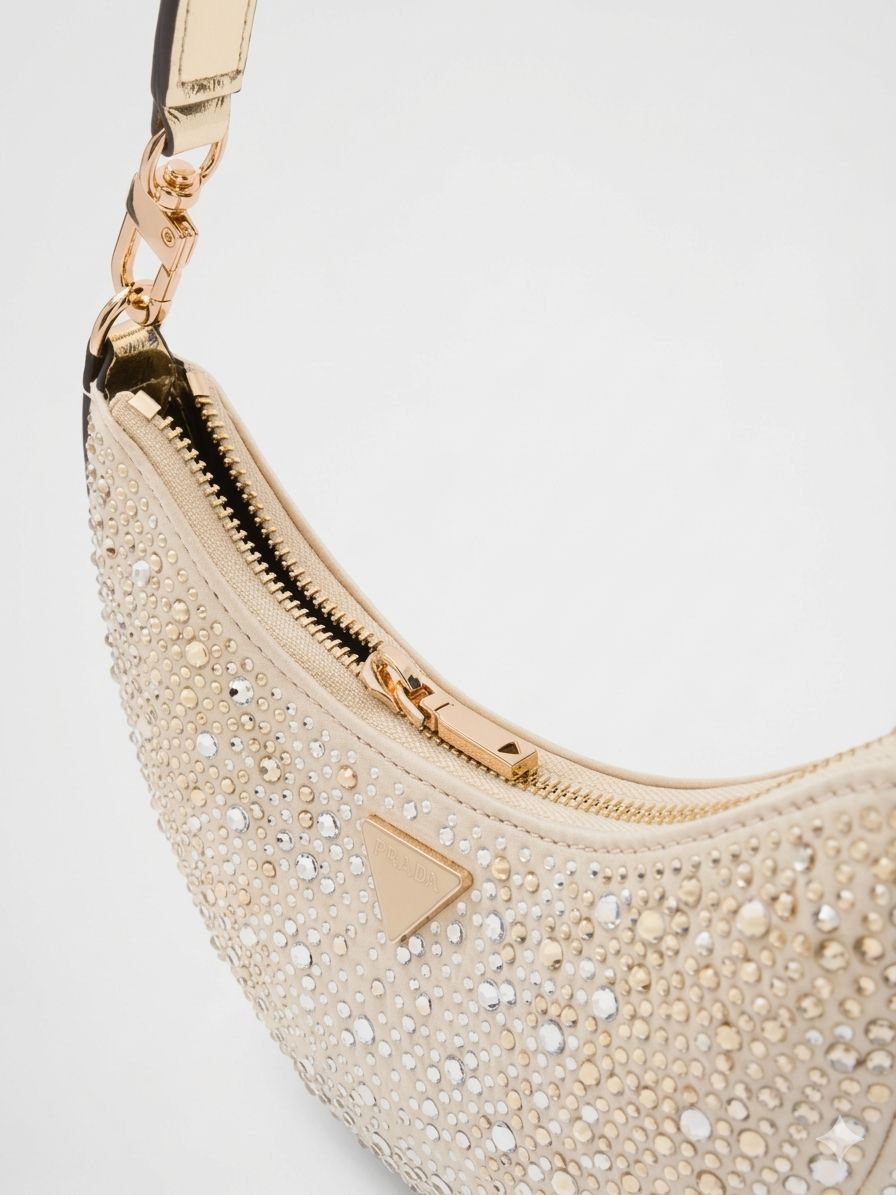 GUESS  -  Borsa Hobo Tasmin con strass
21x2x17 cm
Manico regolabile e staccabile, lunghezza circa 19 cm.  -  EG993172