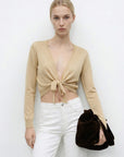 influencer italia  -  cardigan in filo con chiusura fiocco  -  05J7748