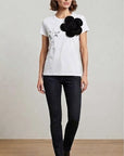 les filles  -  shirt manica corta con spilla fiore  -  lfm-ma60