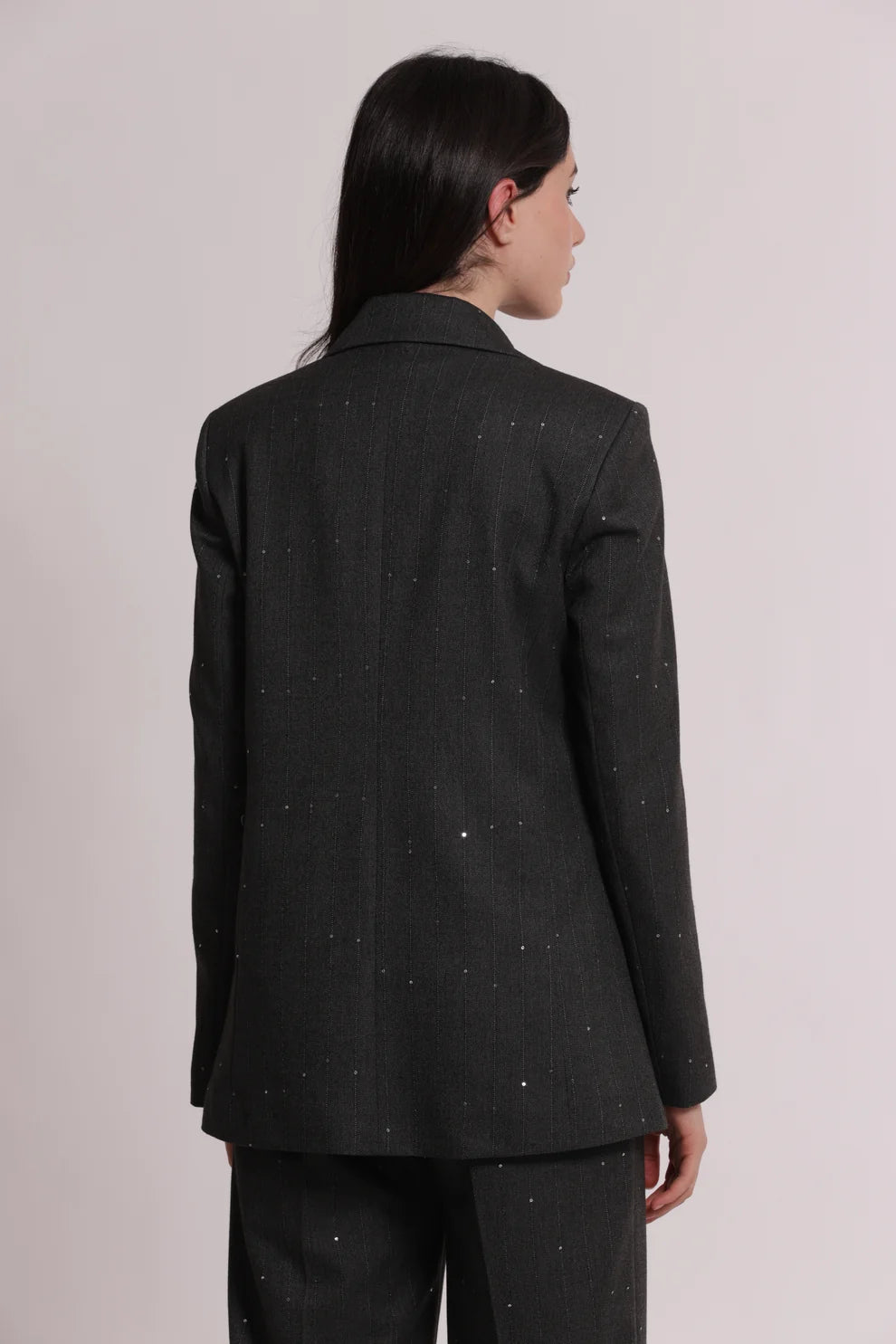 mimi mua  -  GIACCA LUNGA IN GESSATO CON PAILLETTES  -  esap-6718