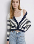 influencer italia  -  CARDIGAN Navy/White  -  05J7384