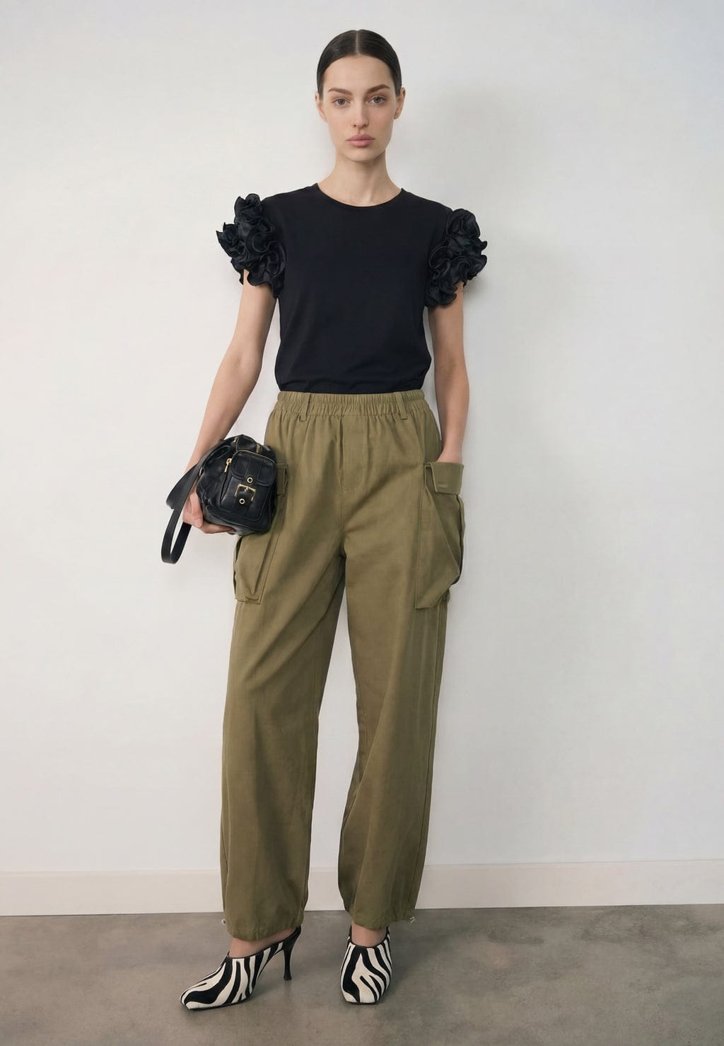 influencer italia  -  T-SHIRT nera-corallo  -  05X619