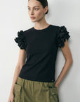 influencer italia  -  T-SHIRT nera-corallo  -  05X619