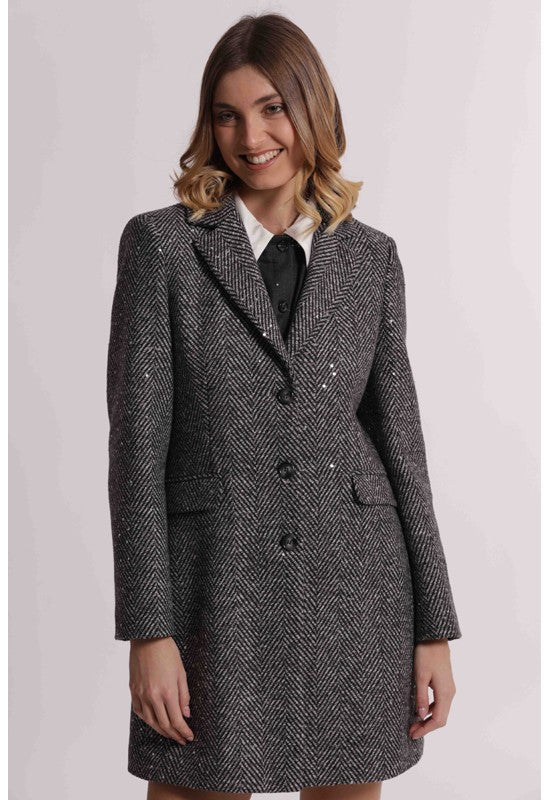 mimi mua  -  cappotto spigato lungo  -  esap-6713
