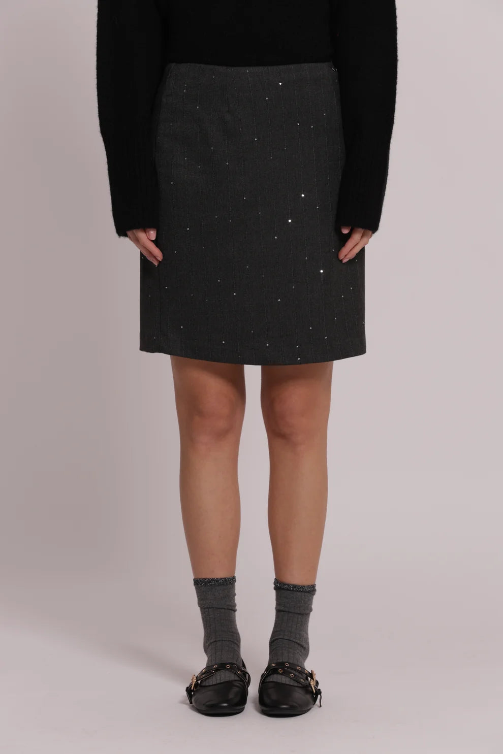 mimi mua  -  GONNA CORTA IN GESSATO CON PAILLETTES  -  esap-5302