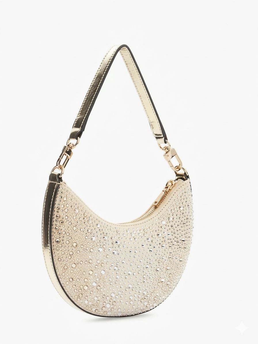 GUESS  -  Borsa Hobo Tasmin con strass
21x2x17 cm
Manico regolabile e staccabile, lunghezza circa 19 cm.  -  EG993172