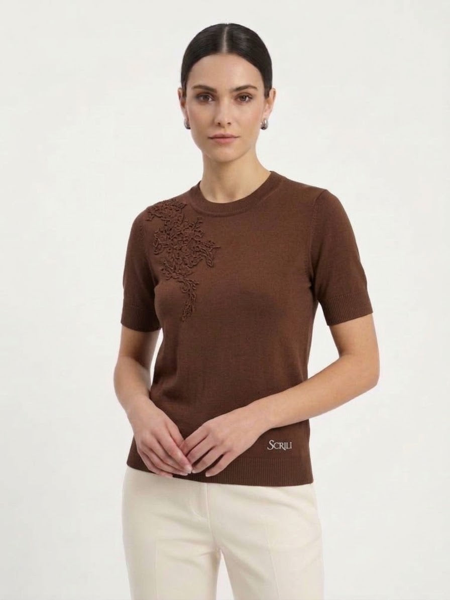 scrilù  -  Shirt manica corta a costine  -  mg207